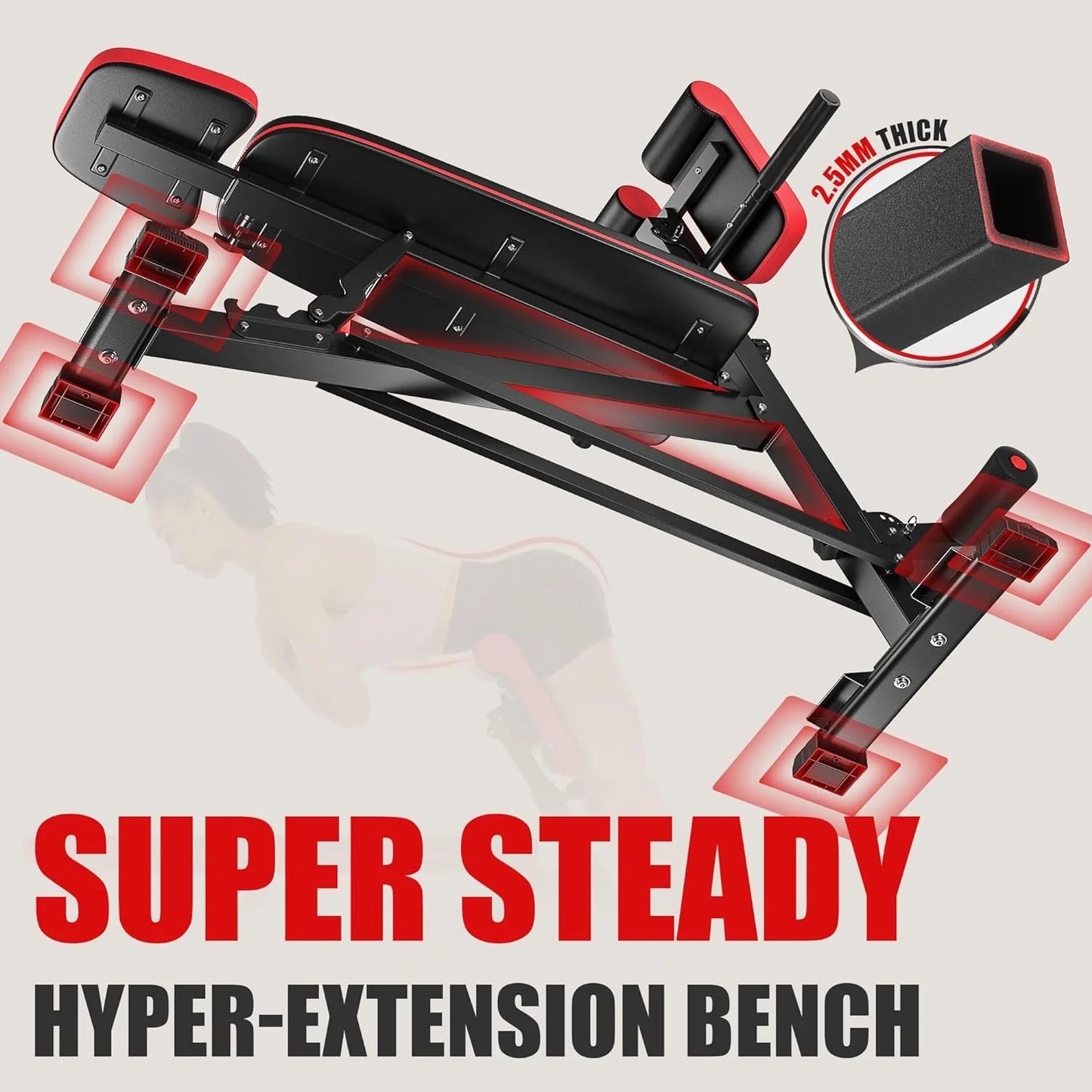 3 in 1 Workout Bench, Roman Chair, Weight Bench and Sit up Bench for Hyper Back Extension and Full Body Workout with Handle, Abdomen Core and Comprehensive Glute Training Home Gym Equipment